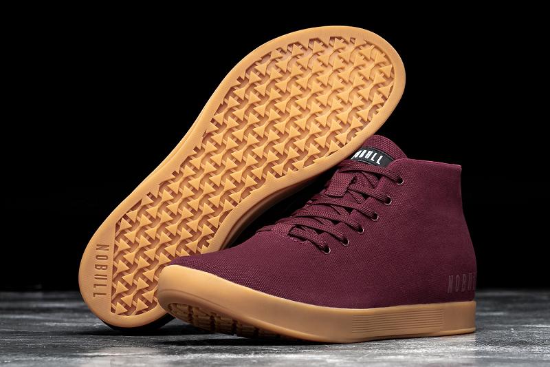 Dark / Red Nobull Cabernet Gum Canvas Mid Men's Trainers | CA S1364G